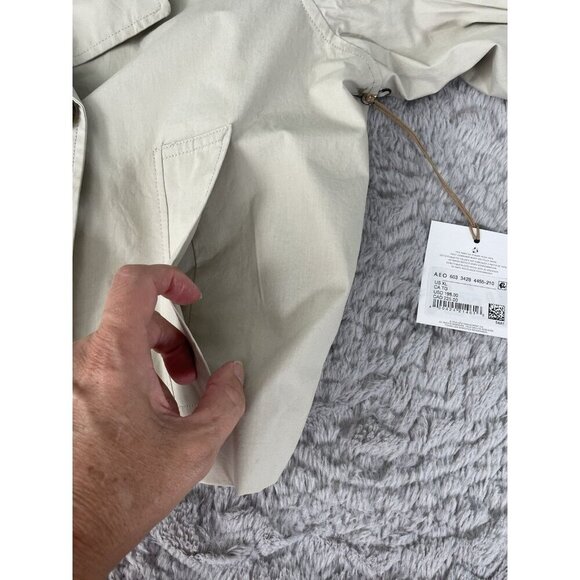 AE77 Trench Coat Cropped Utility Bone Khaki Women's Size XL, NWT - Picture 10 of 16